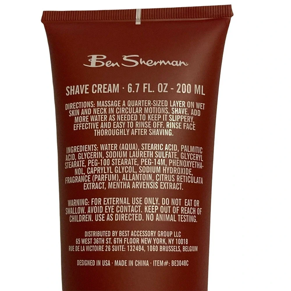 Ben Sherman Shave Cream for Men With‎ Citrus Mint - Reduce Irritation, Cuts NEW